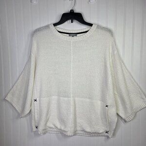 Habitat Sweater Womens XS White Textured Knit Top Oversized Boxy Relaxed Boho